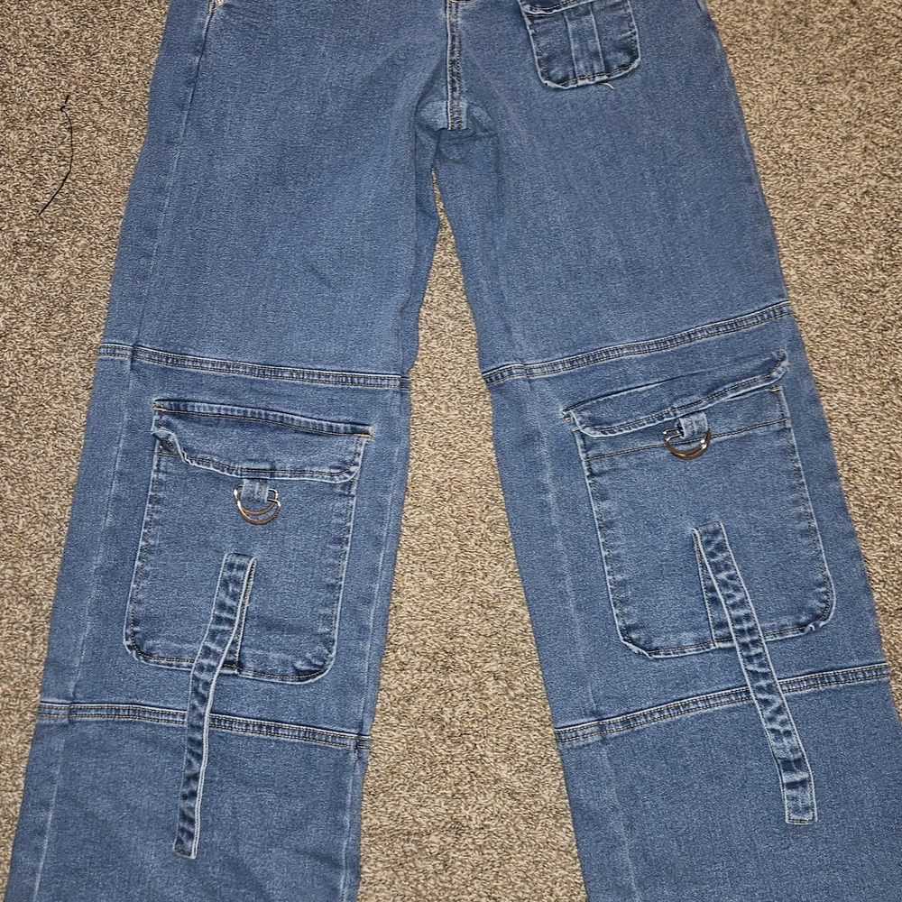 Forever 21 Womens Denim Cargo Jeans